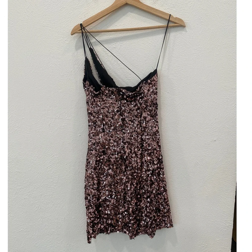 ASTR The Label Rose Pink Sequin One Shoulder Party Dress M NWOT - Picture 2 of 4